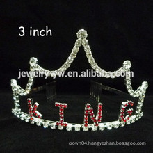fashion metal silver plated crystal custom king crown headband
